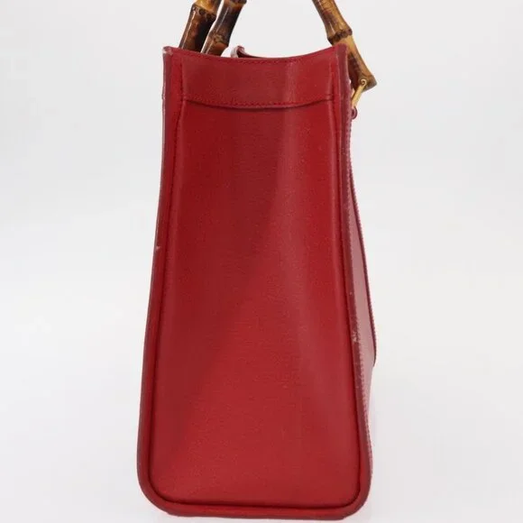 GUCCI Bamboo Hand Bag Leather Red Gold 002 0260 2615 Auth ep12137 - Picture 5 of 16